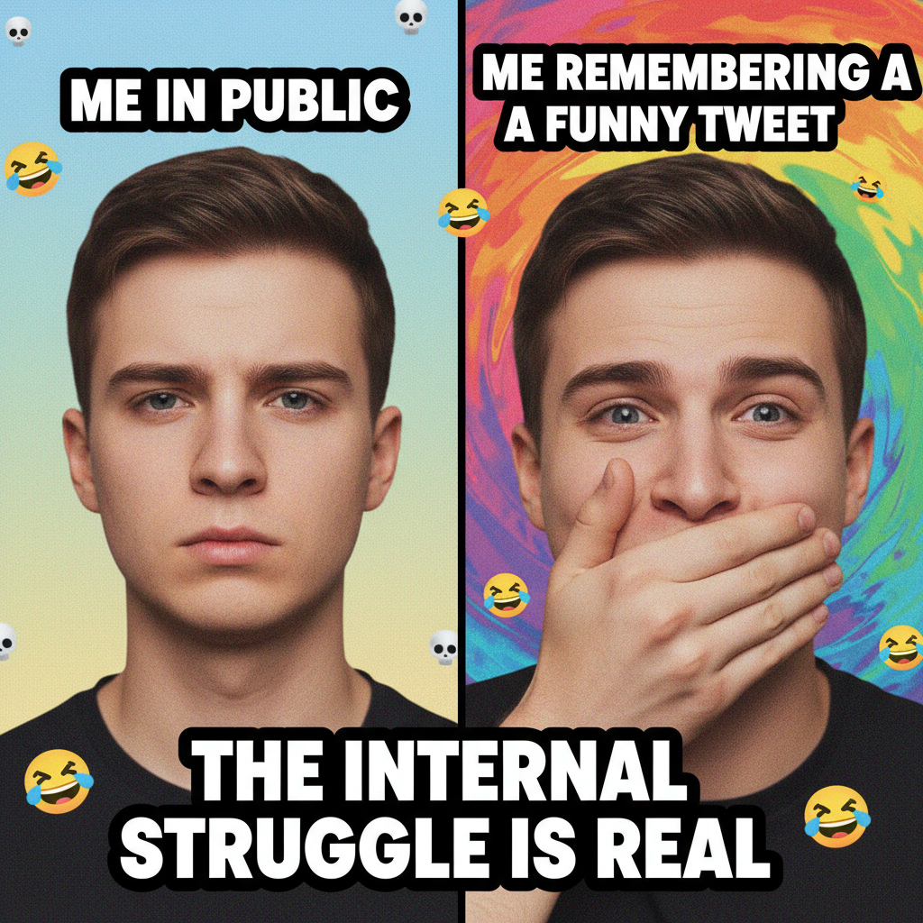 Me trying to act normal vs. my brain remembering that one celebrity meme.