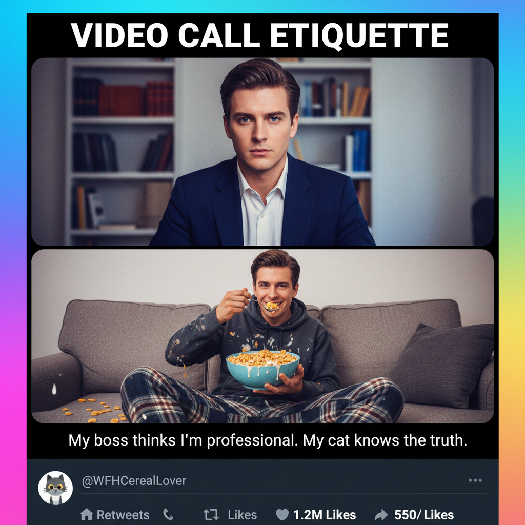 My coworkers think I'm muted. I'm just wearing pajamas and eating cereal. #WFHLife