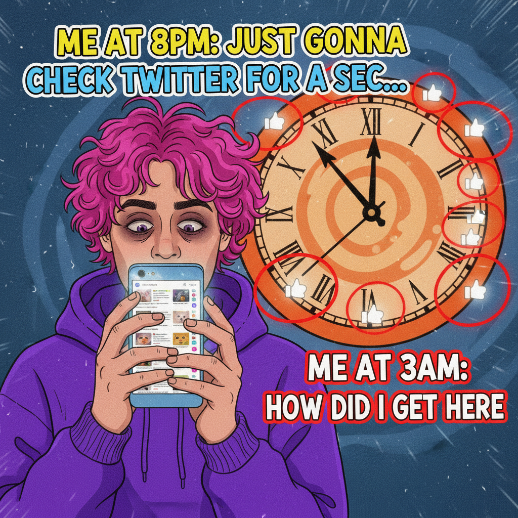 Me: 'Just 5 more minutes on TikTok.' *3 hours later* My brain: 'What year is it?' #Addiction