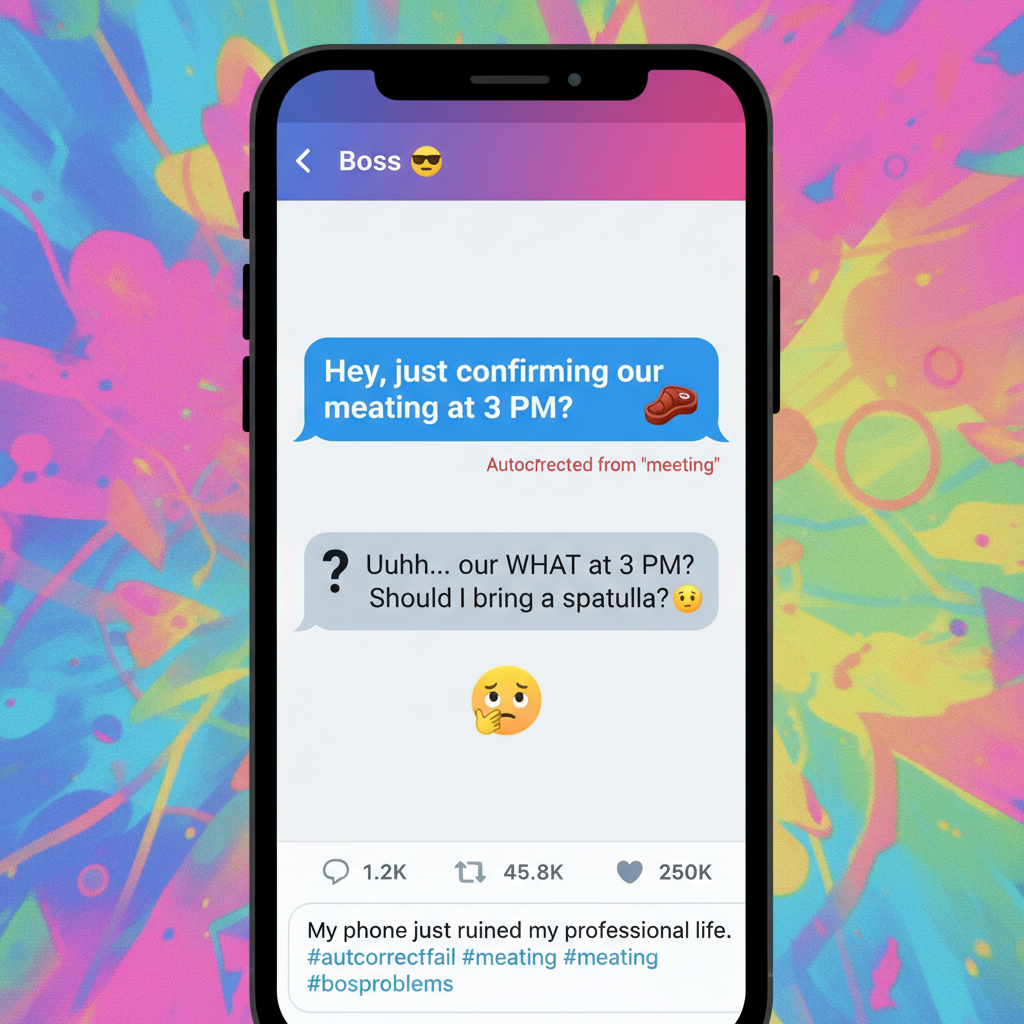 Autocorrect changed 'meeting' to 'meating.' My boss is now very confused. #AutocorrectFails