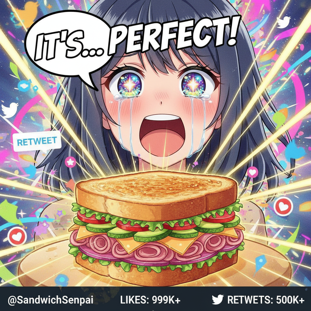 My brain when I see a perfectly symmetrical sandwich: *anime sparkles*