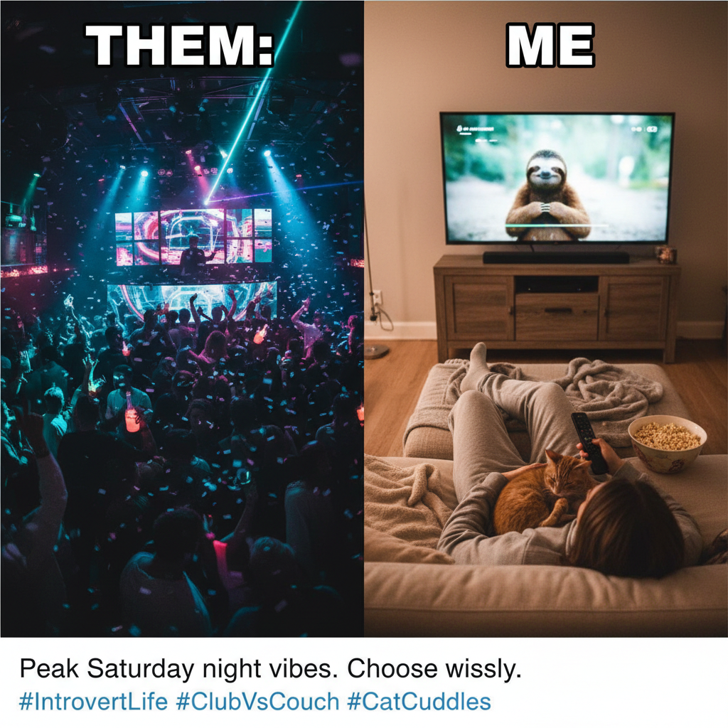 Friday night plans: Clubbing. Friday night reality: Cuddling my cat and watching documentaries.