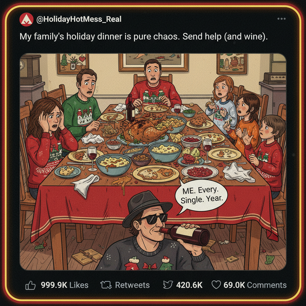 My family dinner is less 'holiday cheer' and more 'Hunger Games.' Send wine.