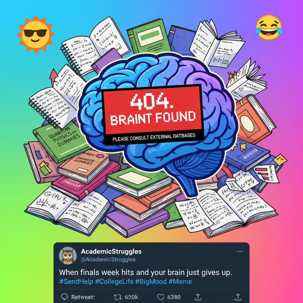 My brain during exam season: 'Error 404: Information Not Found.'