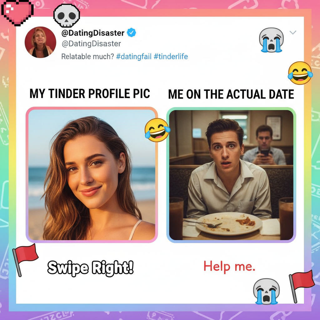 My dating app profile vs. my actual dating life. It's a comedy of errors.