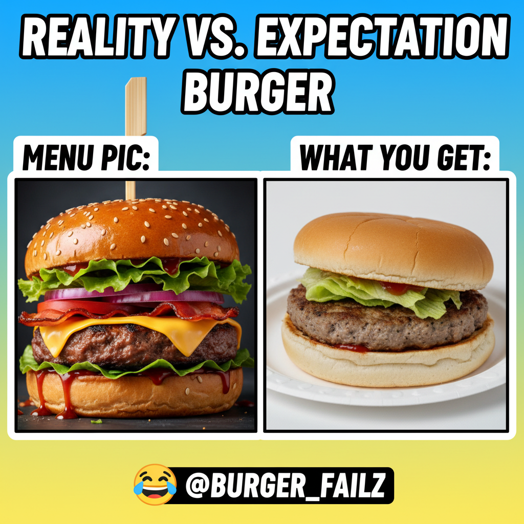 Ordered a gourmet burger, got a sad patty on a bun. My expectations were NOT met. 😭