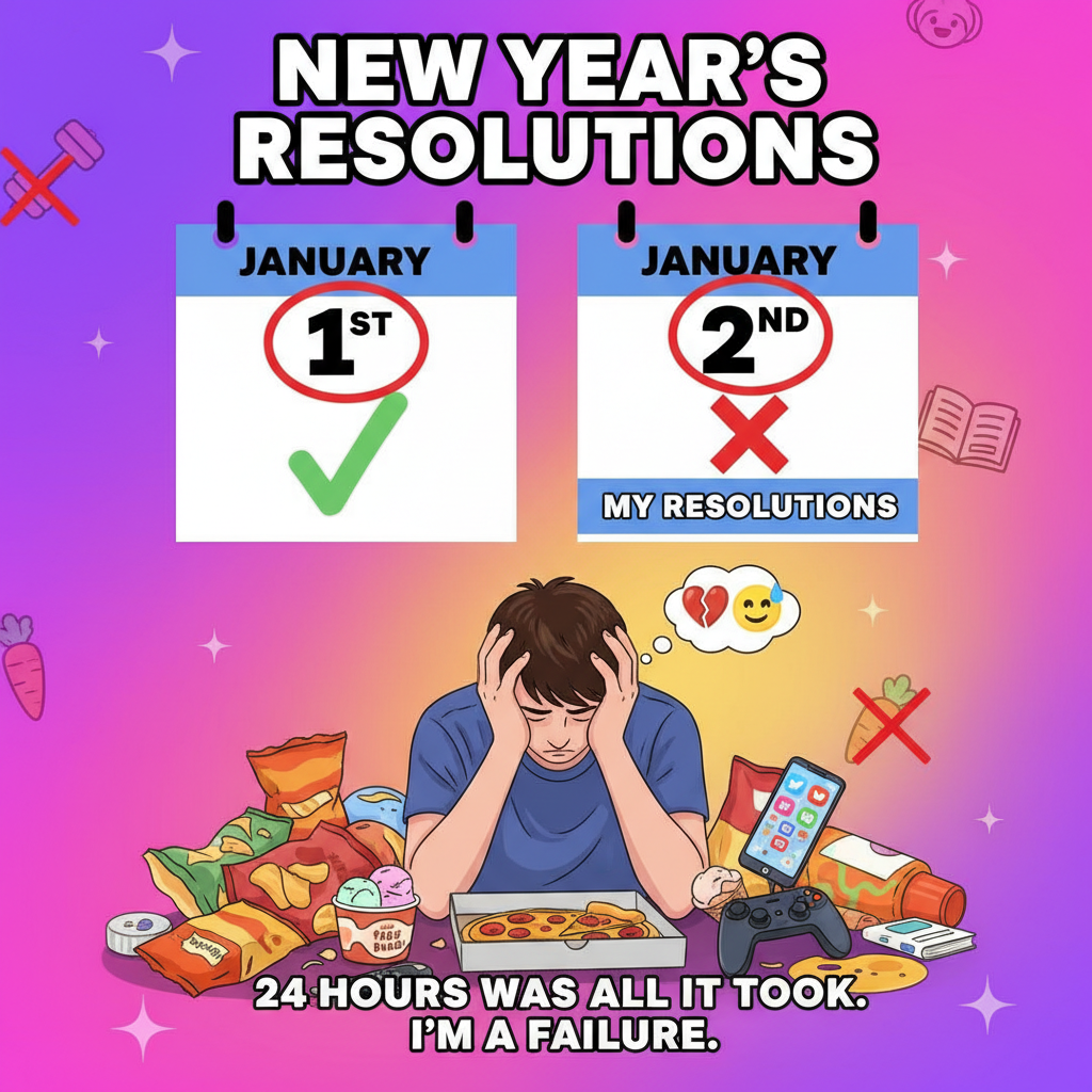 My New Year's resolution lasted until January 2nd. Back to my old habits we go! #NYRFail