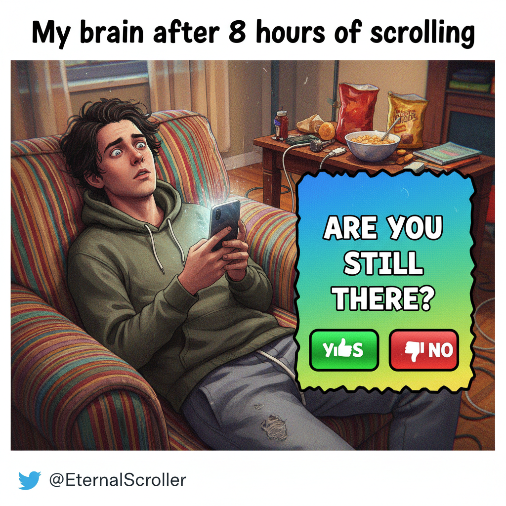 Me: I'll just check Twitter for 5 mins. *3 hours later* My phone: 'Are you still there?'