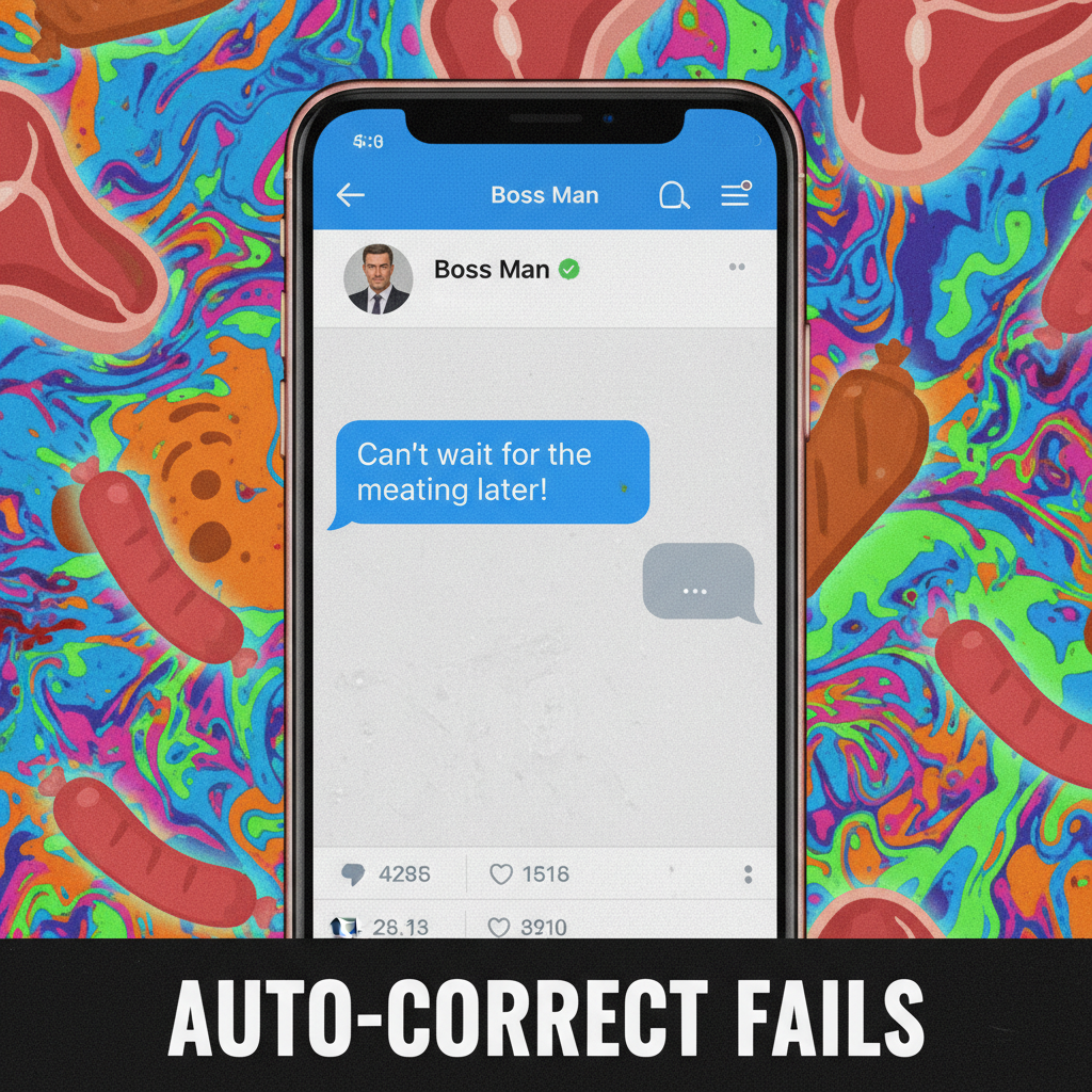 Autocorrect changed 'meeting' to 'meating'. My boss is now very confused.