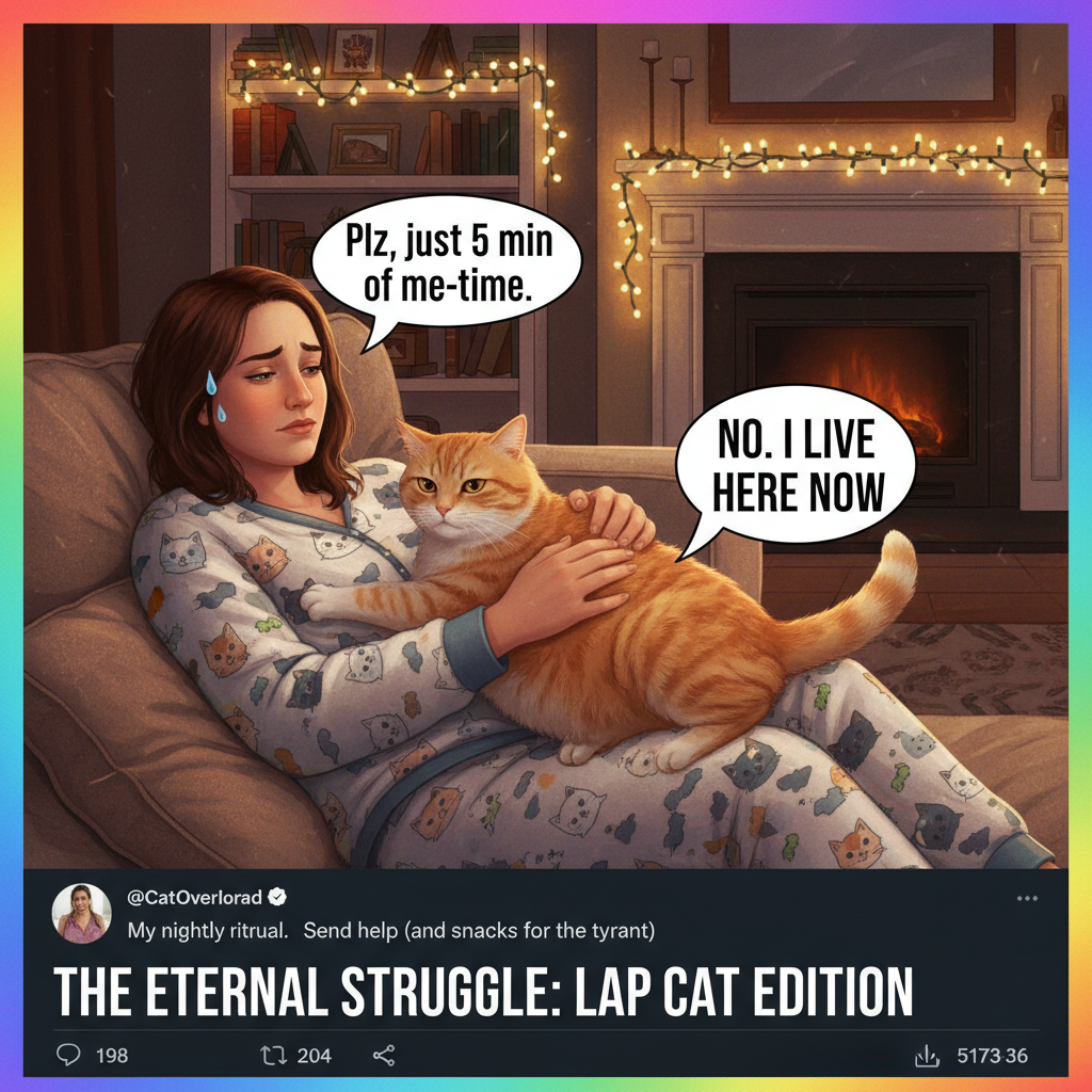 Friday night plans: wild party. Friday night reality: arguing with my cat about bedtime.