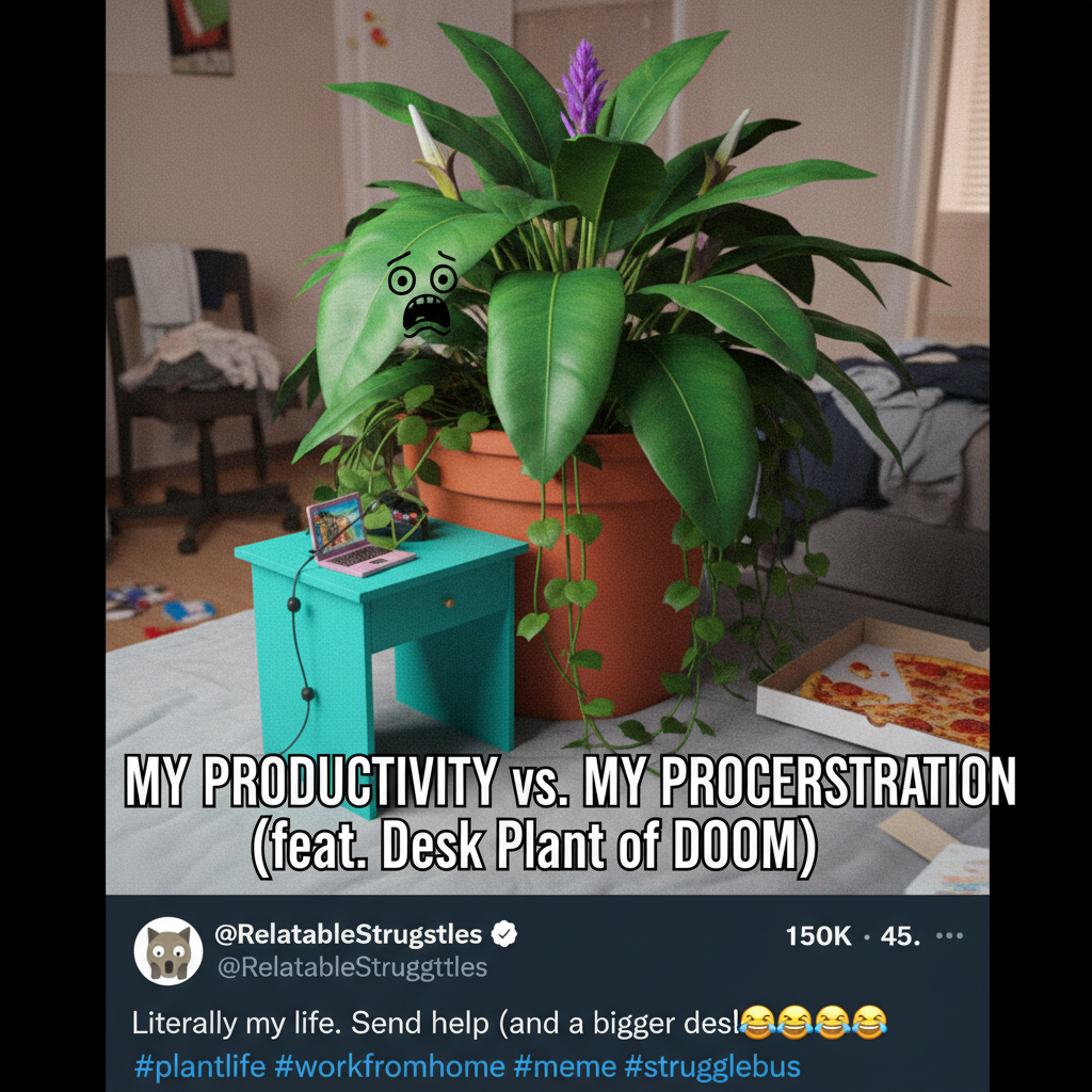 Ordered a 'miniature' plant for my desk. It arrived. It's the size of a tree. My desk is gone.