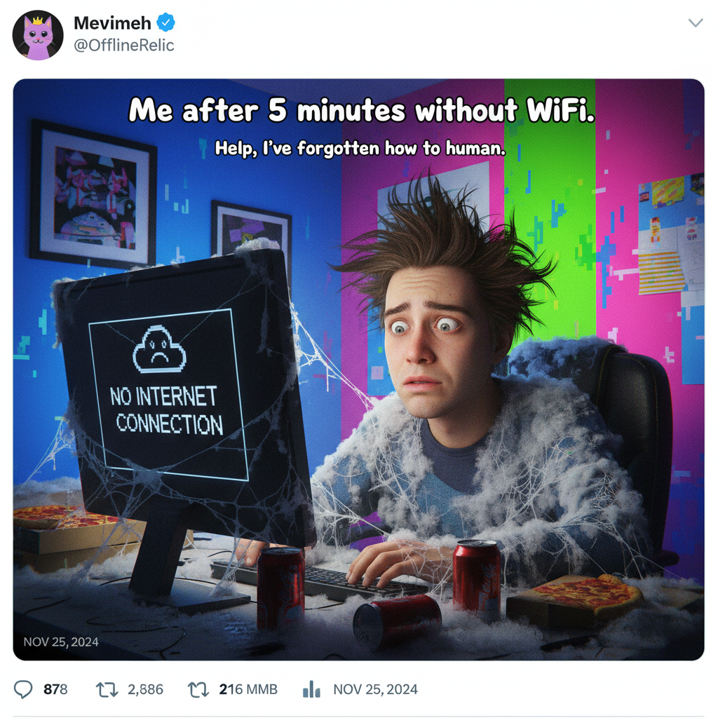 The wifi went down. My entire existence just paused. What year is this again?