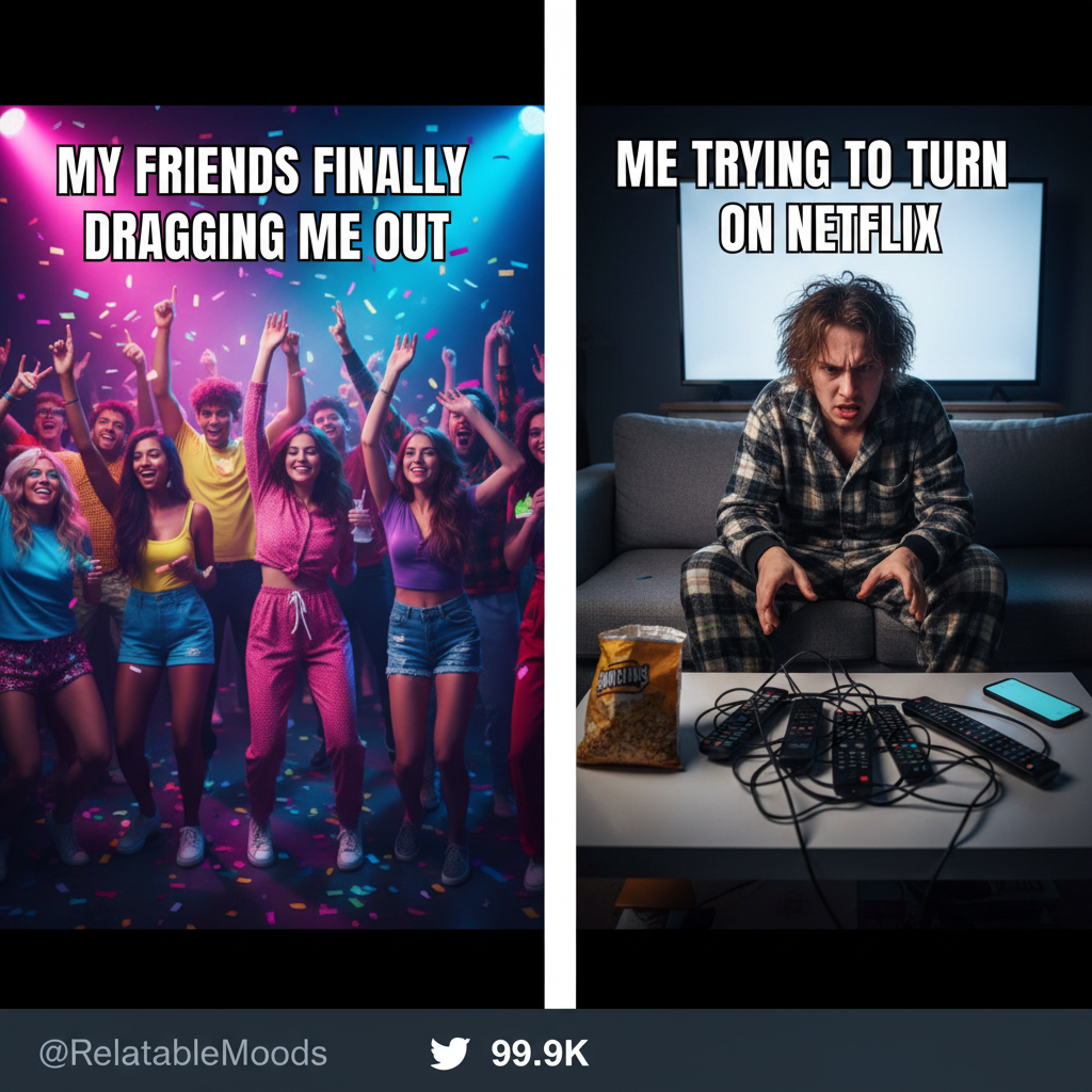 Friday night plans: Club. Friday night reality: PJs & arguing with Netflix.