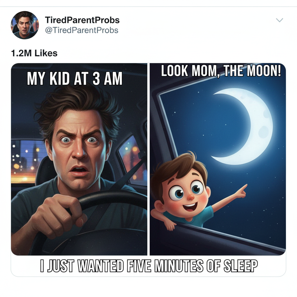 My kid just asked why the moon follows the car. Send wine. And a science book.