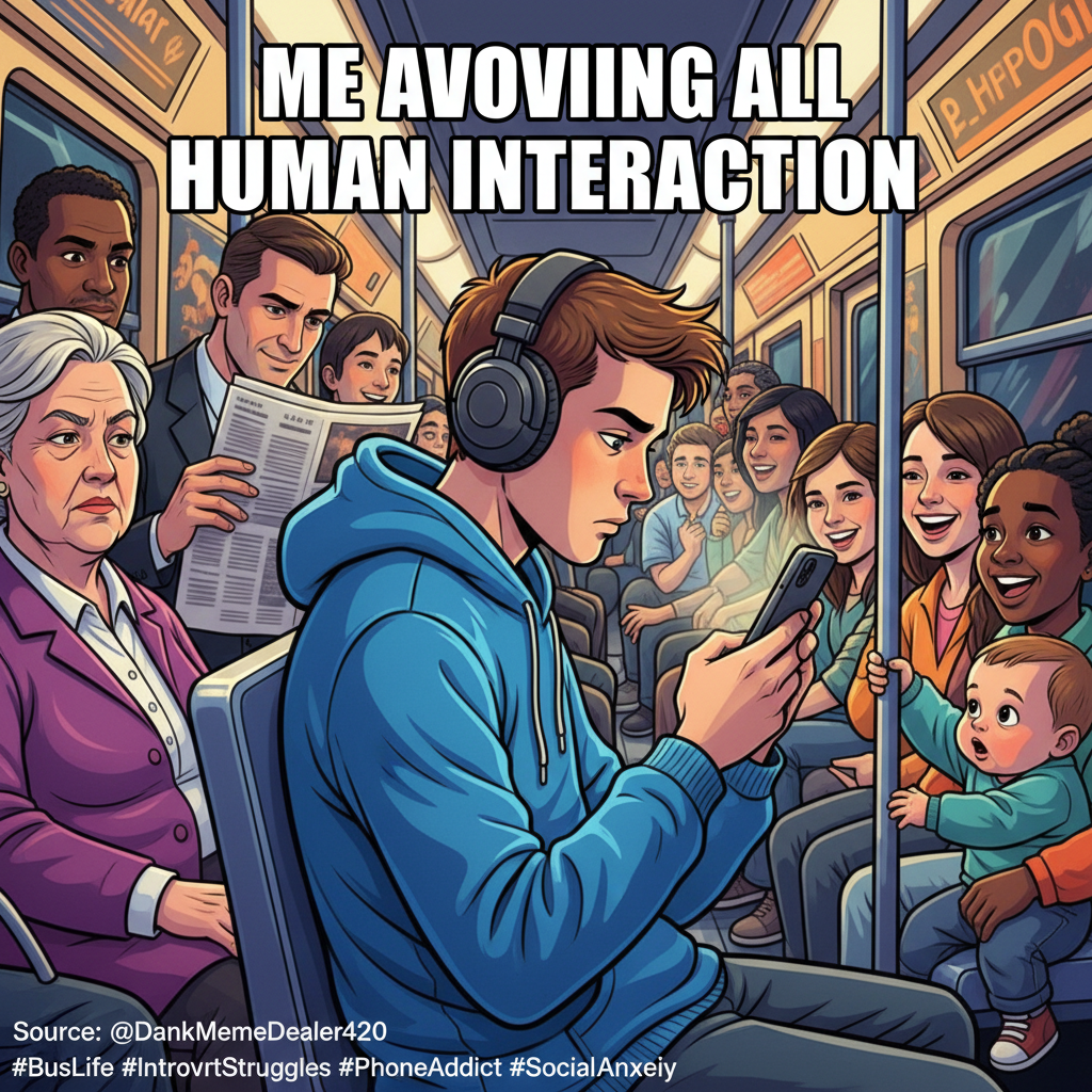 Public transport is just a social experiment to see how long I can avoid eye contact.