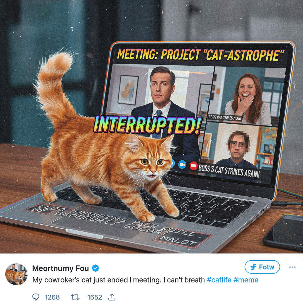 My cat just walked across my keyboard during a Zoom meeting. Client saw 'meow'.