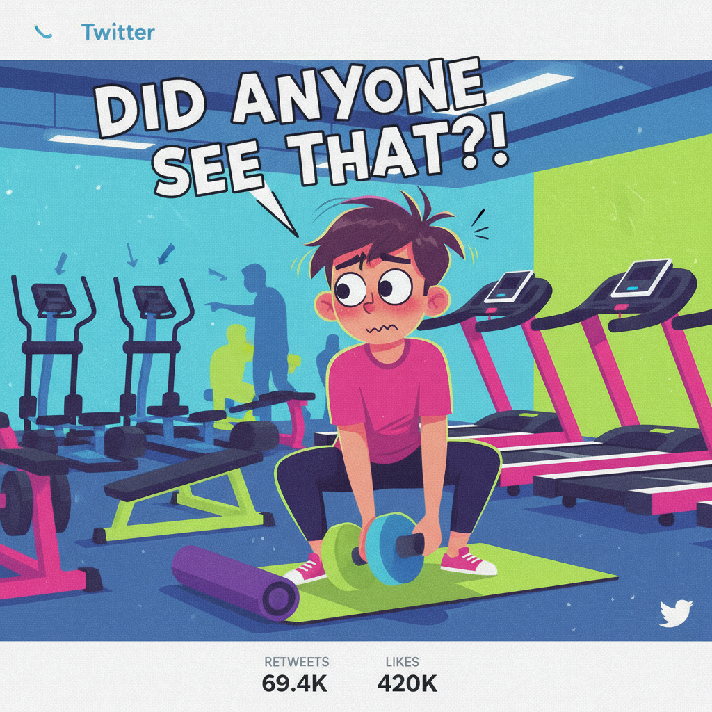 My gym routine: 5 mins working out, 55 mins wondering if anyone saw me almost fall.