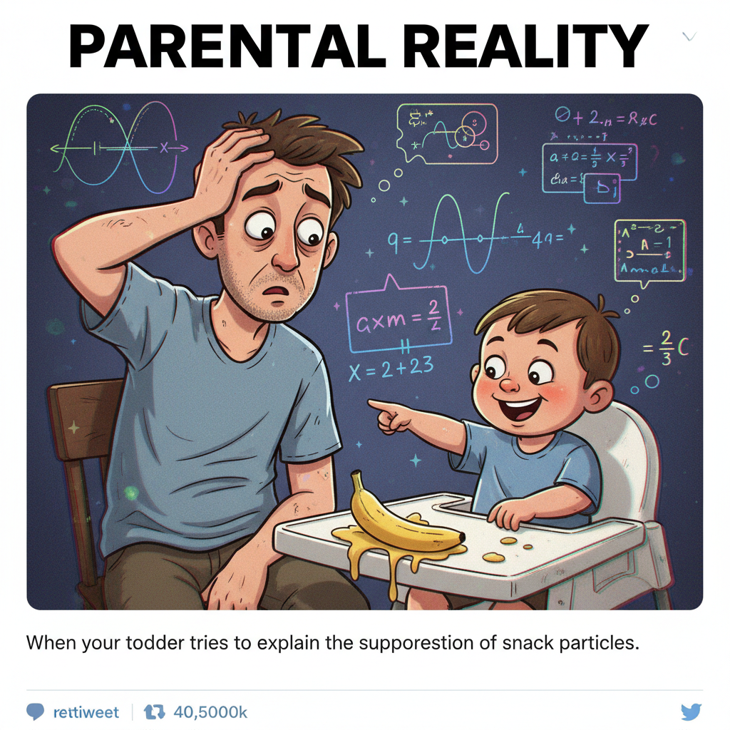 My toddler just explained quantum physics using a half-eaten banana. Send help.