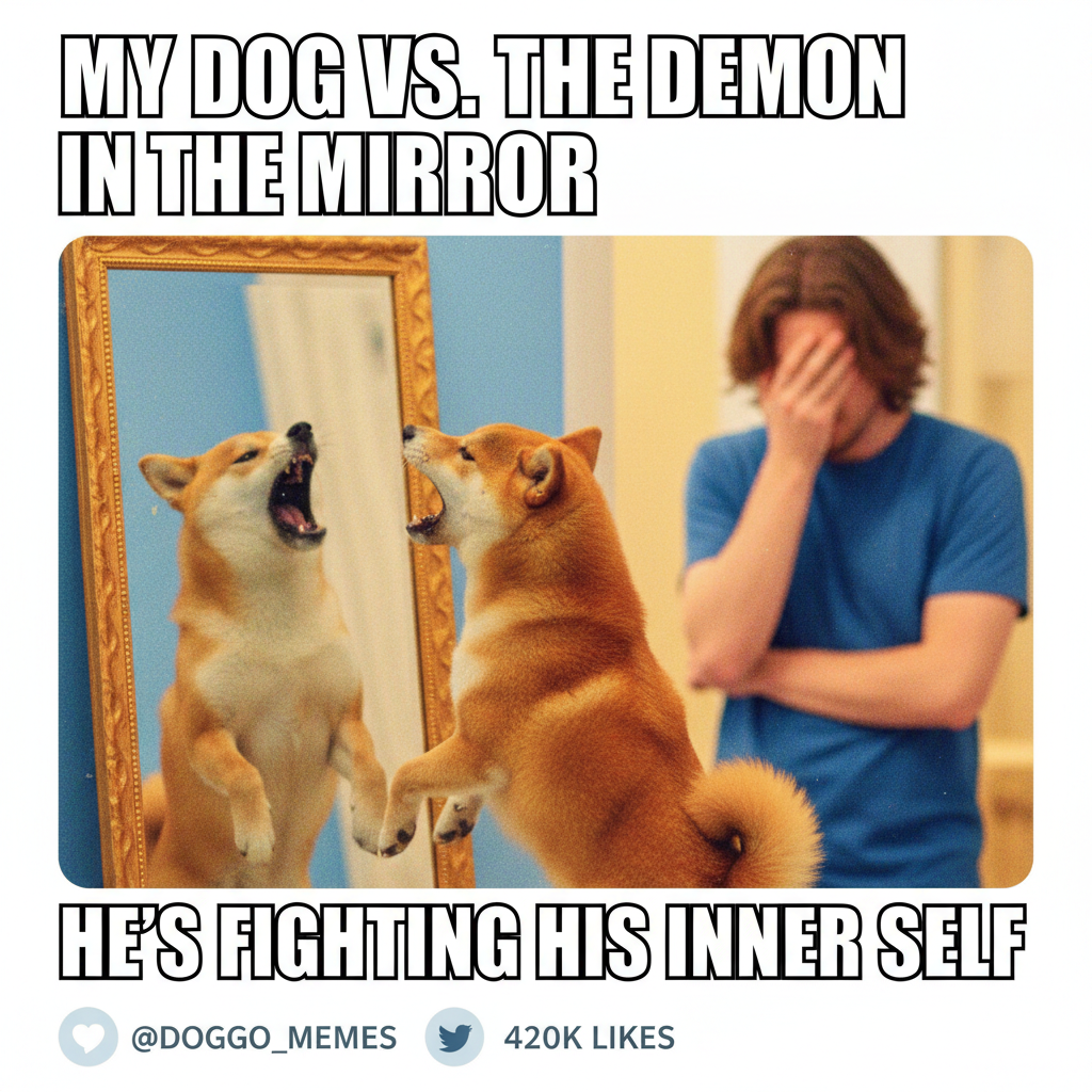 My dog just tried to fight his own reflection. It's a daily struggle, folks.