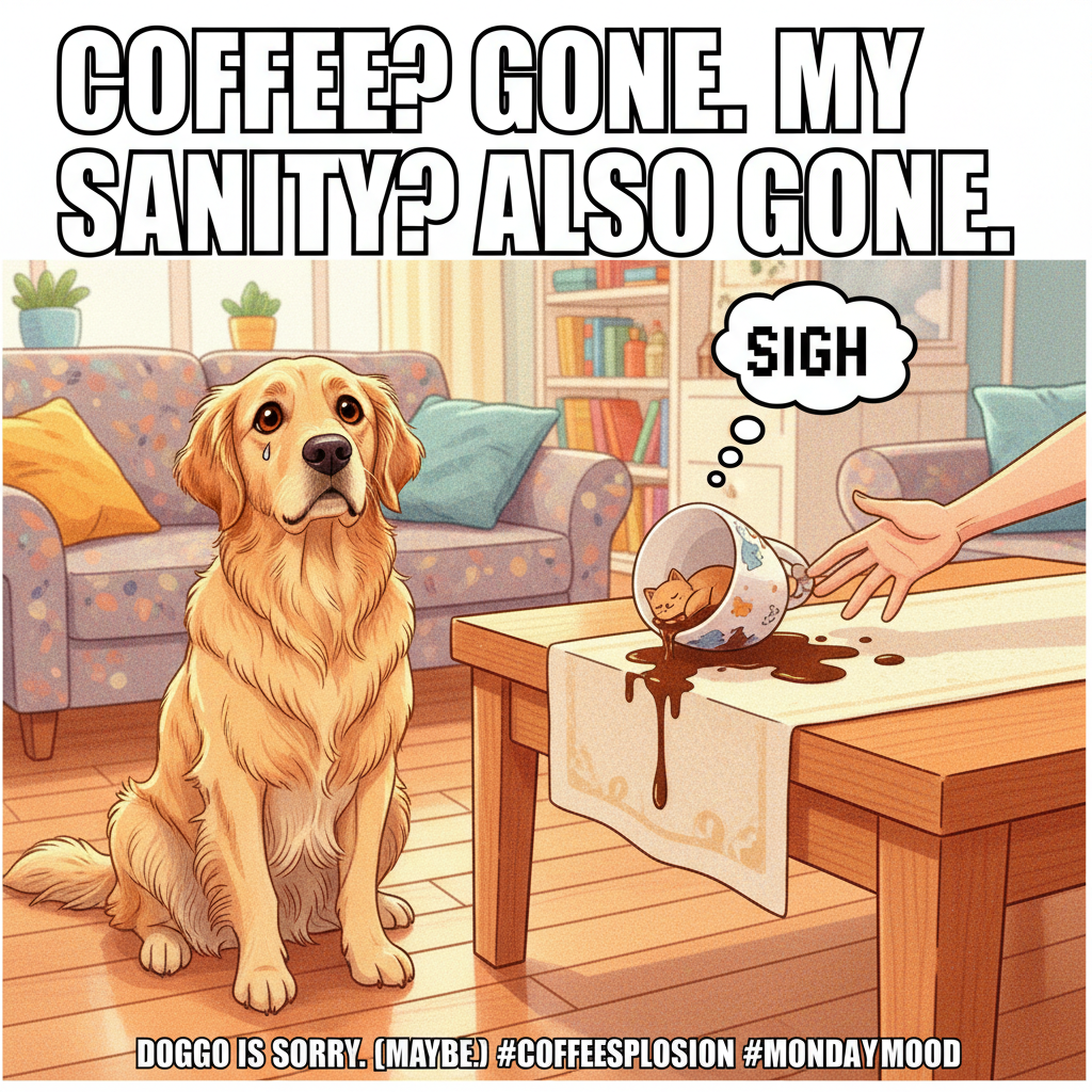 My dog just sneezed directly into my coffee. This is fine. Everything is fine.