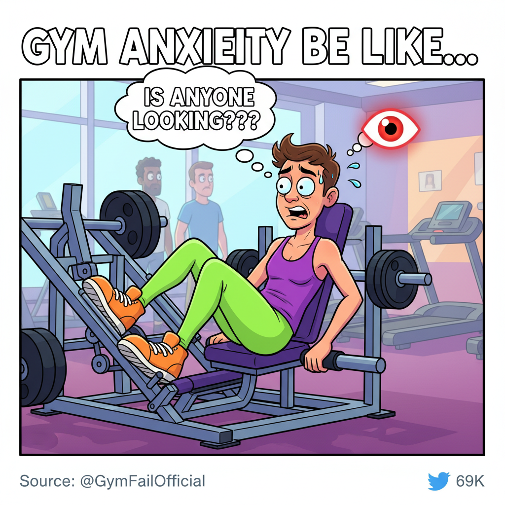 My gym routine: 10 mins working out, 50 mins wondering if anyone saw me.