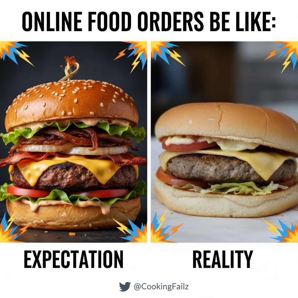 Ordered a gourmet burger. Got a sad patty between two bread slices. My disappointment is immeasurable.