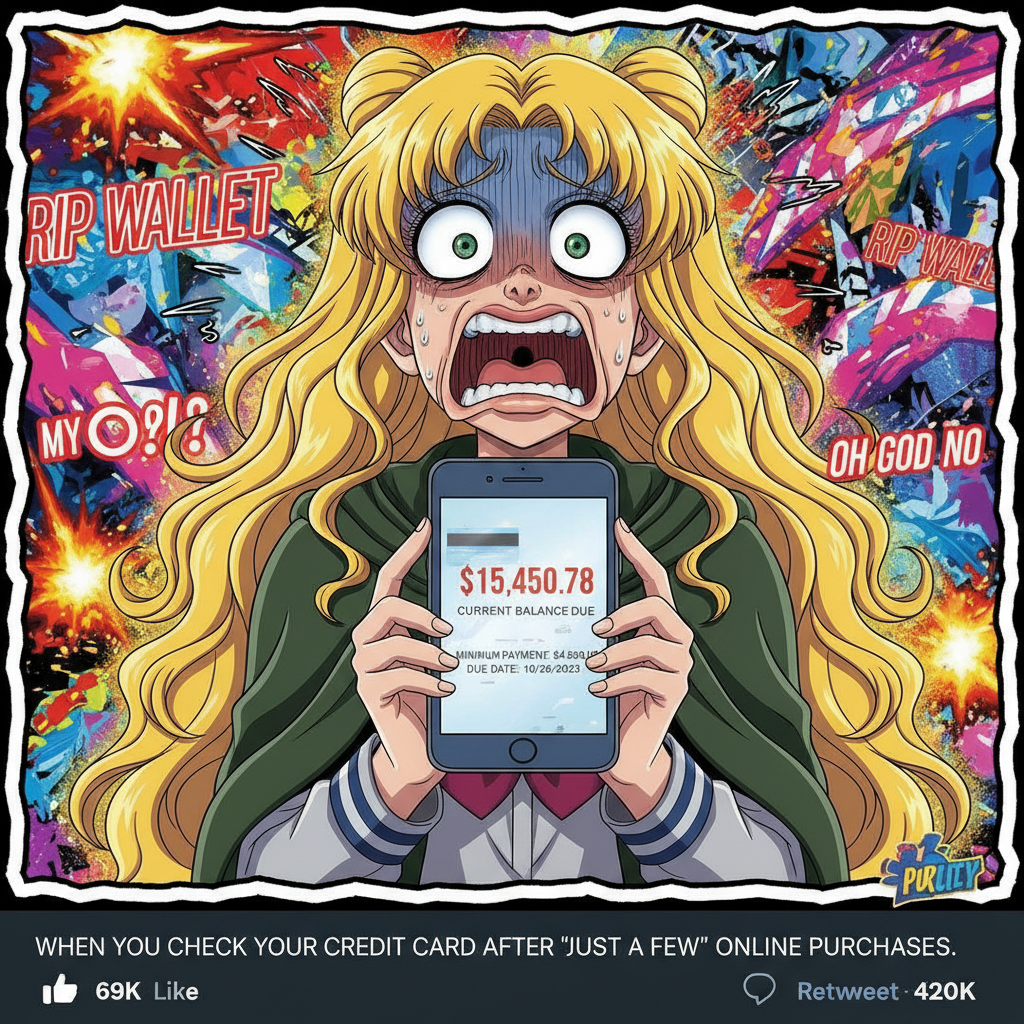 When I see my credit card bill after a 'quick' online shopping spree. *anime gasp*