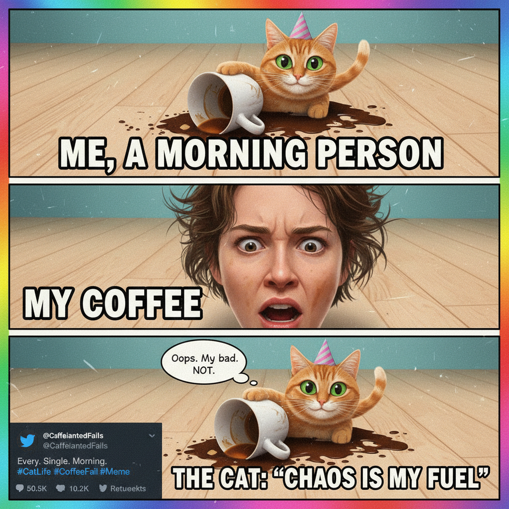 My cat just knocked my coffee off the counter. Again. It's his world, I just pay rent.