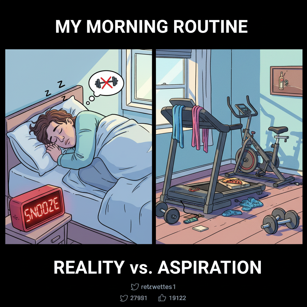 My New Year's resolution was to hit the gym. I hit snooze instead. Nailed it.