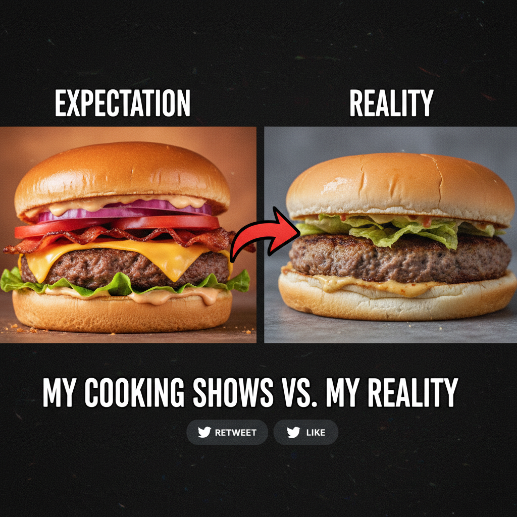 Ordered a gourmet burger, got a sad patty on a soggy bun. My disappointment is immeasurable.