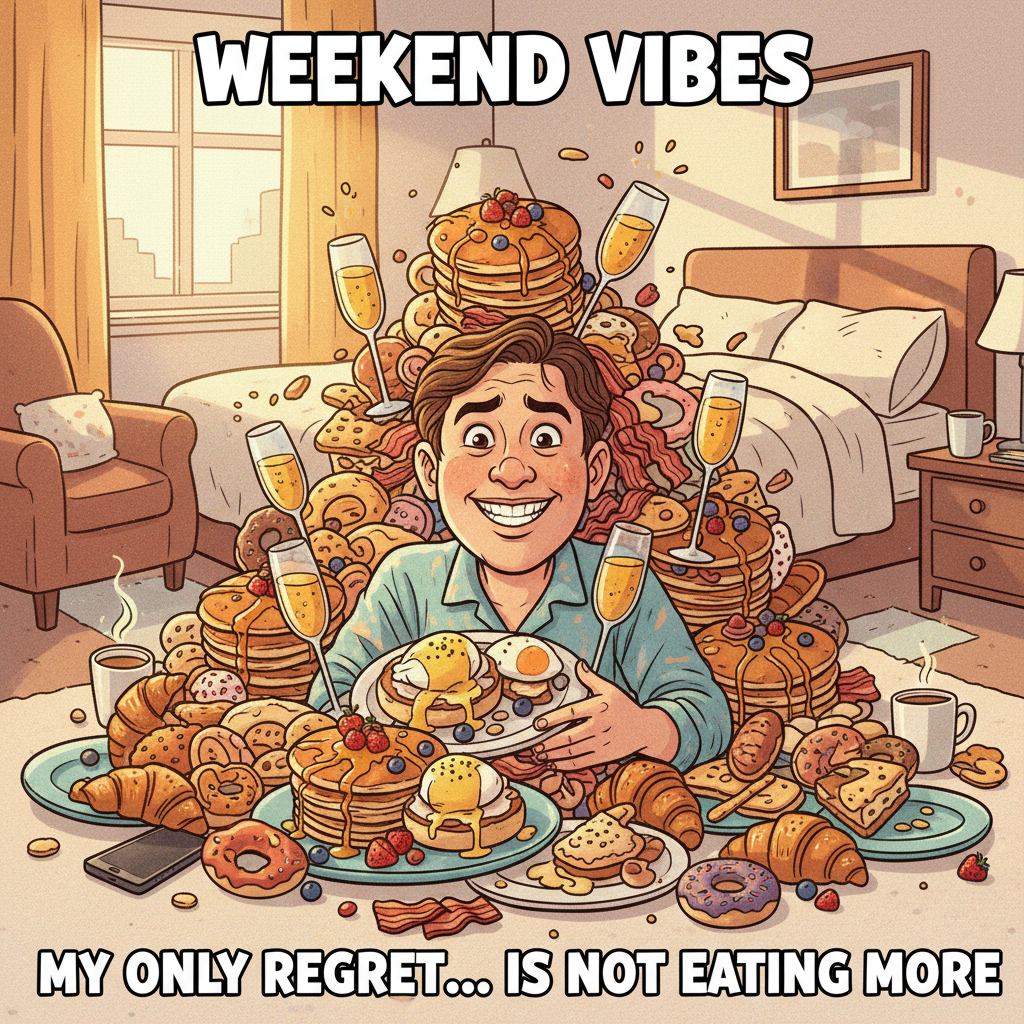 My weekend plans involve 90% food consumption and 10% regretting said food consumption