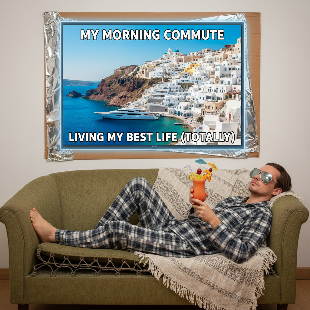 My weekend plans: pretending I'm on a yacht in Santorini while actually on my couch