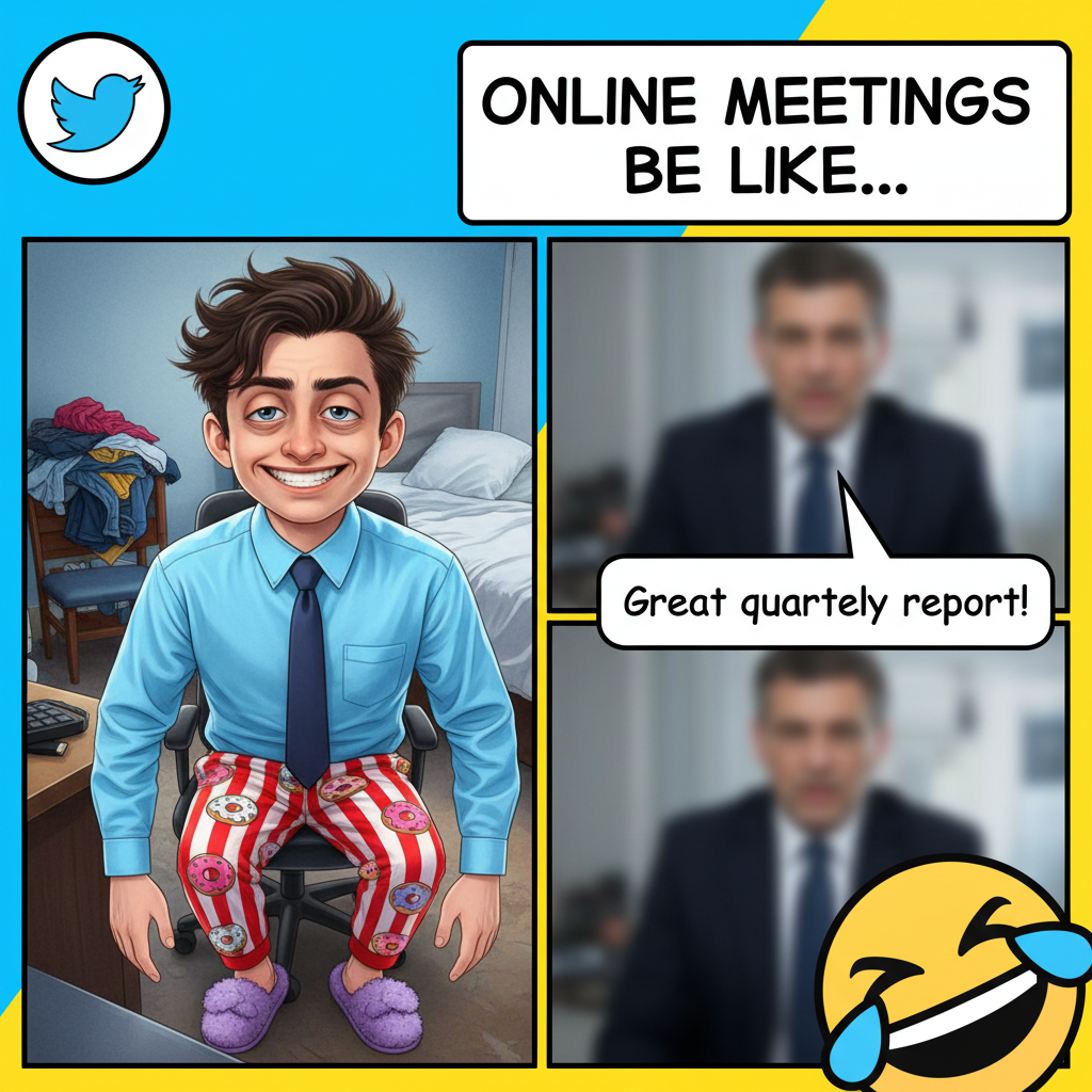 My WFH uniform is 50% pajamas, 50% existential dread.