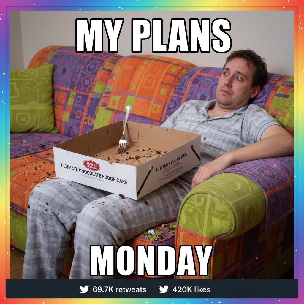 Day 3 of New Year's Resolution: I ate a whole cake. The resolution was 'eat less sugar.'