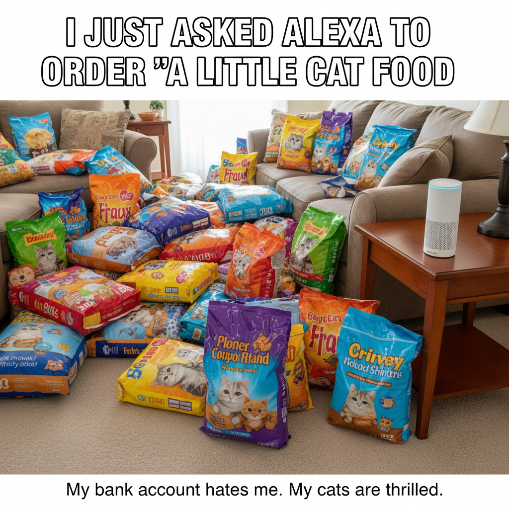 My smart speaker just ordered 50 lbs of cat food. I don't have a cat.