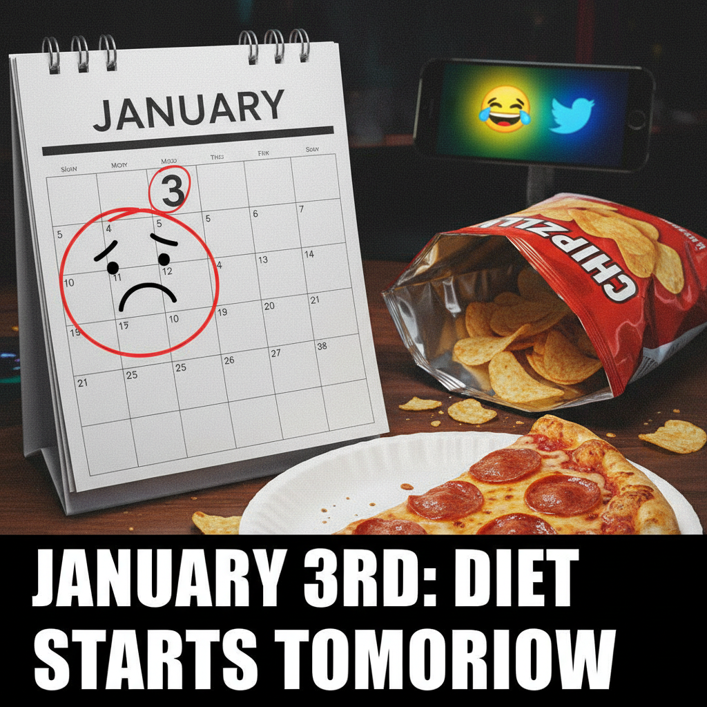 My New Year's resolution lasted exactly 3 days. Send snacks, not judgment.