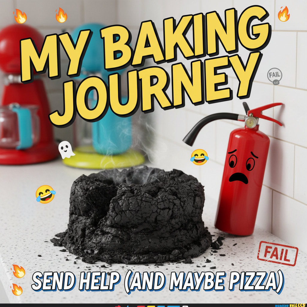 Attempted to make a cake. Ended up with a charcoal briquette. Send help (and a fire extinguisher).