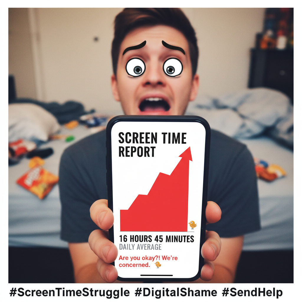 My screen time report just called me out. I need a support group for digital addicts.
