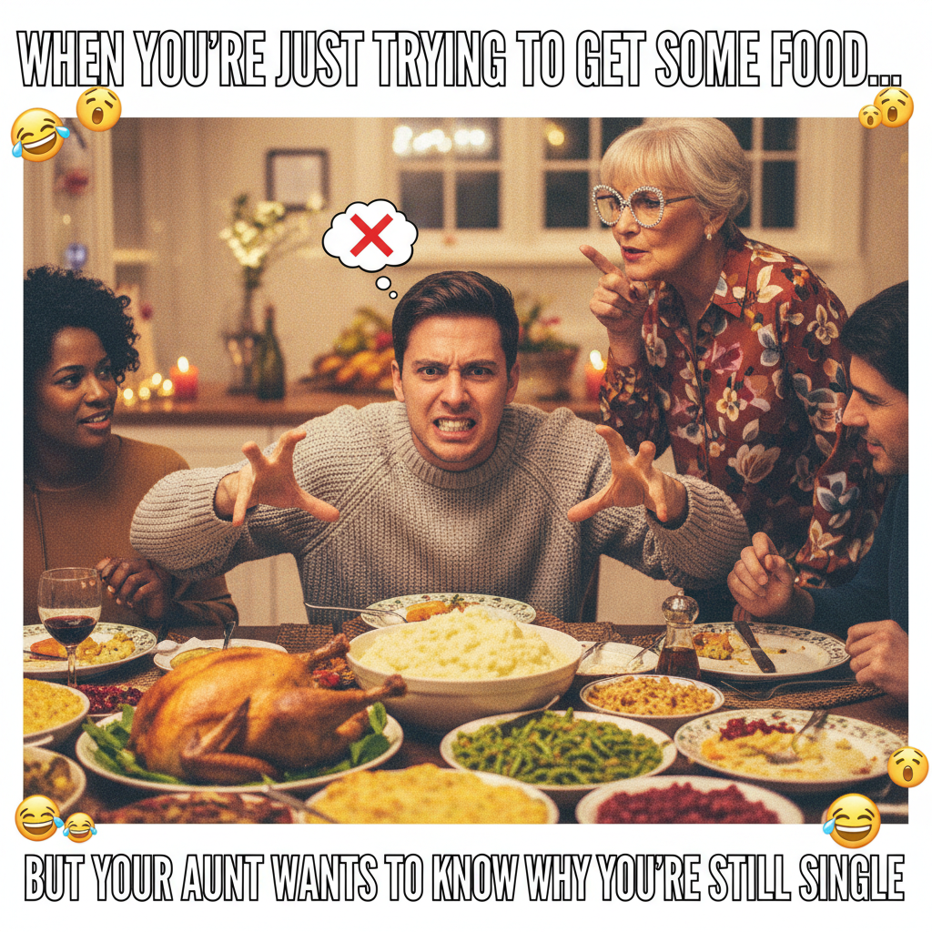 Aunt Carol just asked why I'm still single. Pass the mashed potatoes, I need fuel for this.