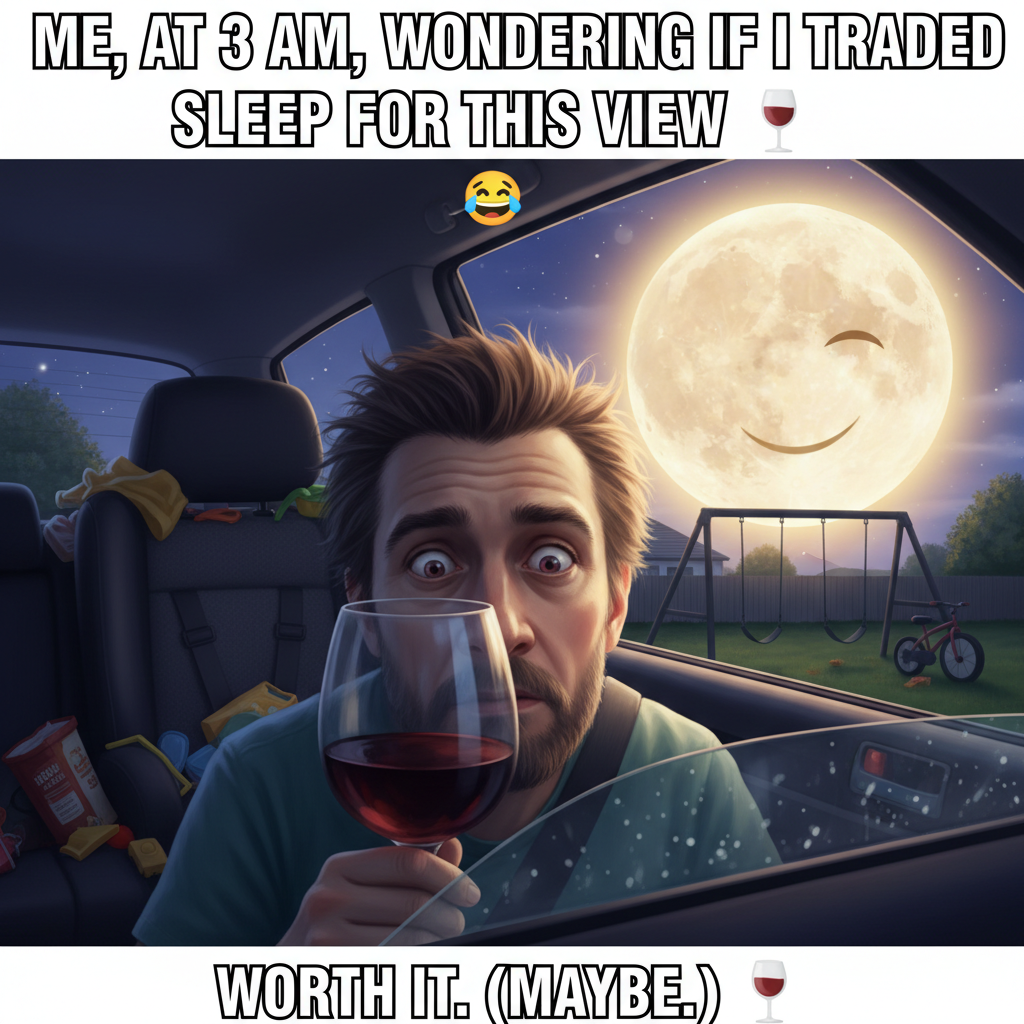 My kid just asked why the moon follows us. Send wine. #Parenting