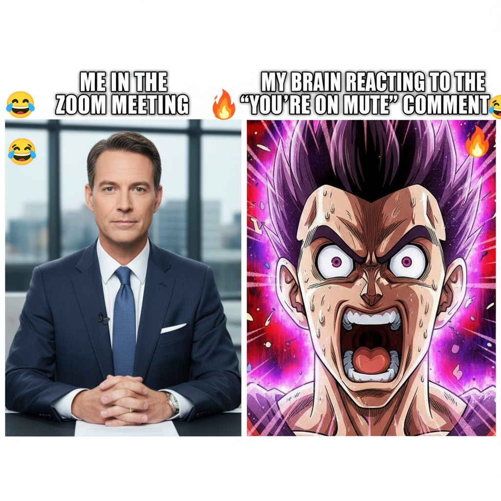 Me trying to adult vs. my inner anime protagonist reacting to a minor inconvenience.