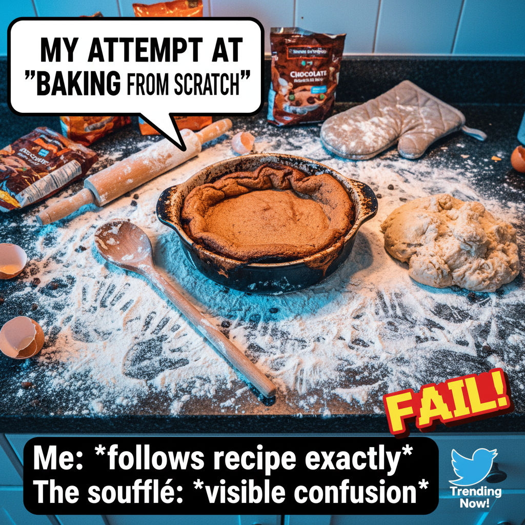 Attempted to make a soufflé. Now my kitchen looks like a disaster movie set.