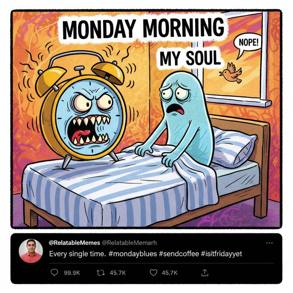 My alarm clock on Monday morning vs. my soul trying to stay in bed. #MondayMood