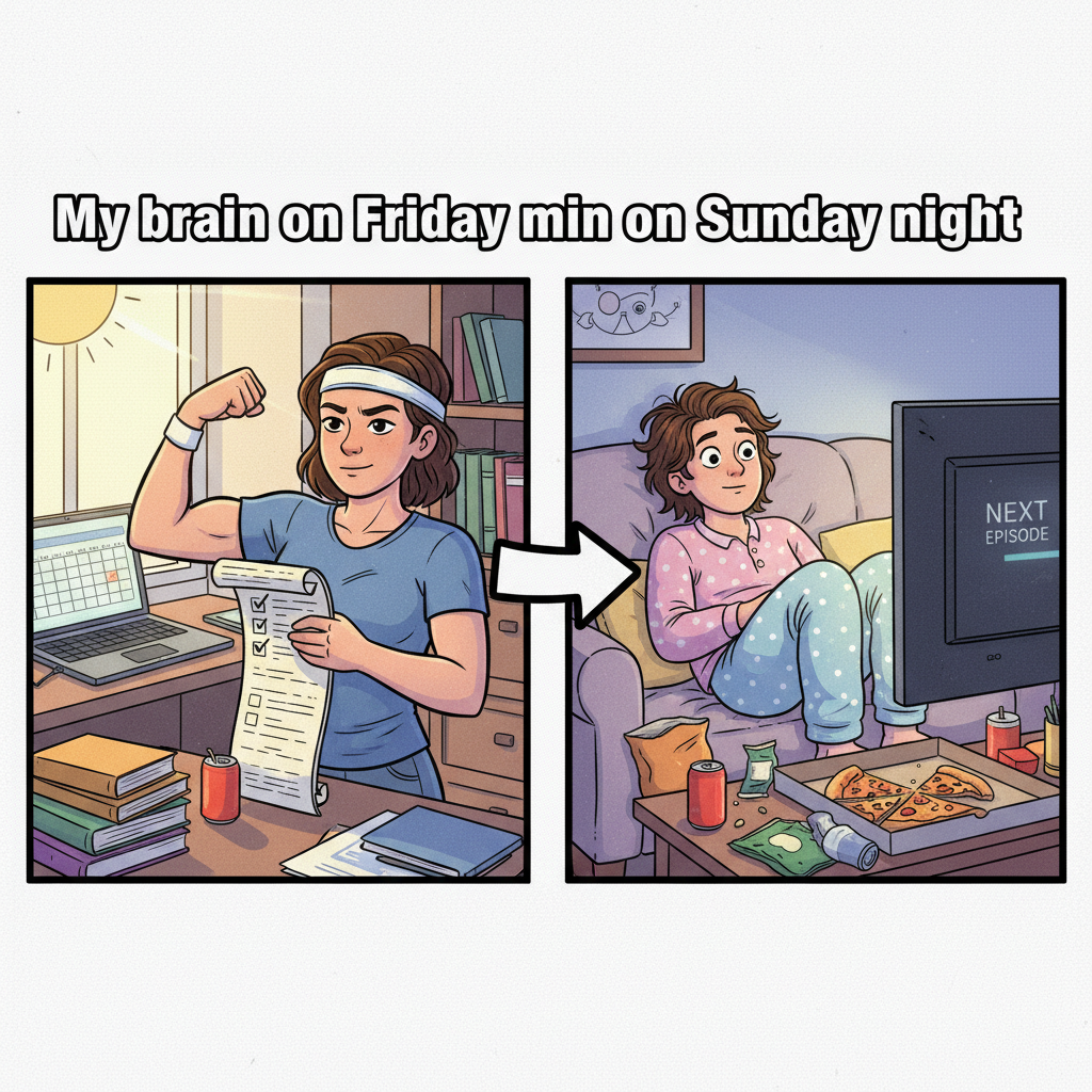 My weekend plans: 90% regret, 10% actually doing the thing I said I'd do