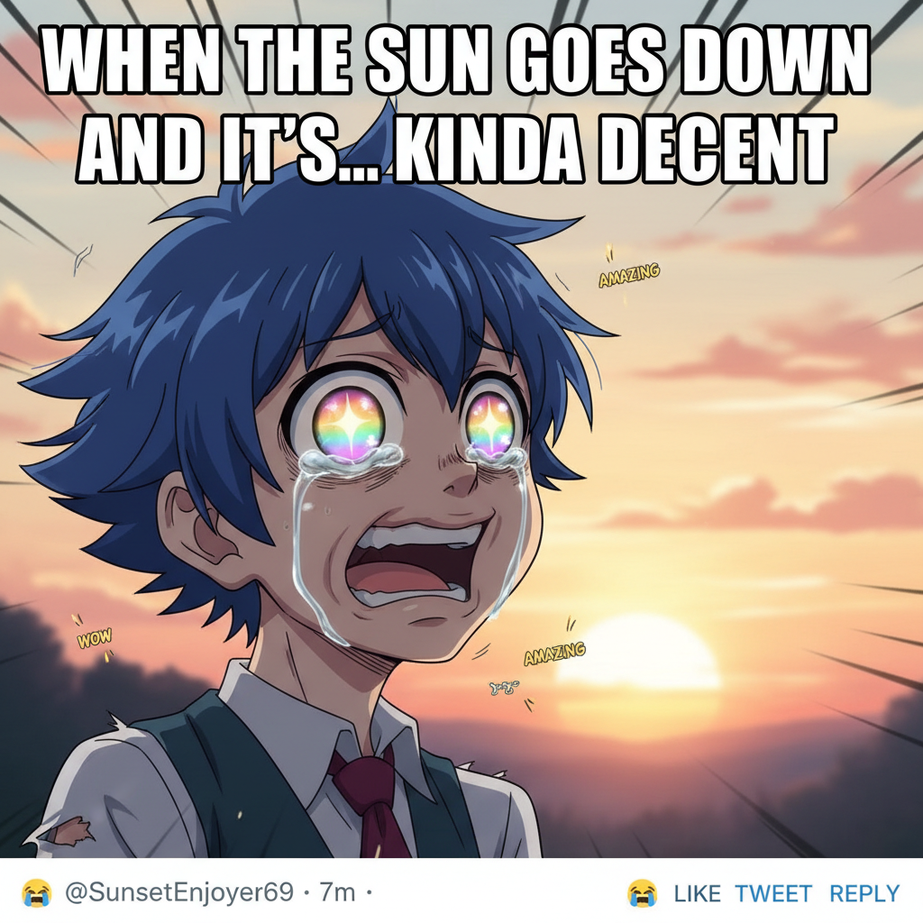 My brain when I see a perfectly average sunset: 'THIS IS THE MOST BEAUTIFUL SCENE EVER ANIMATED!'