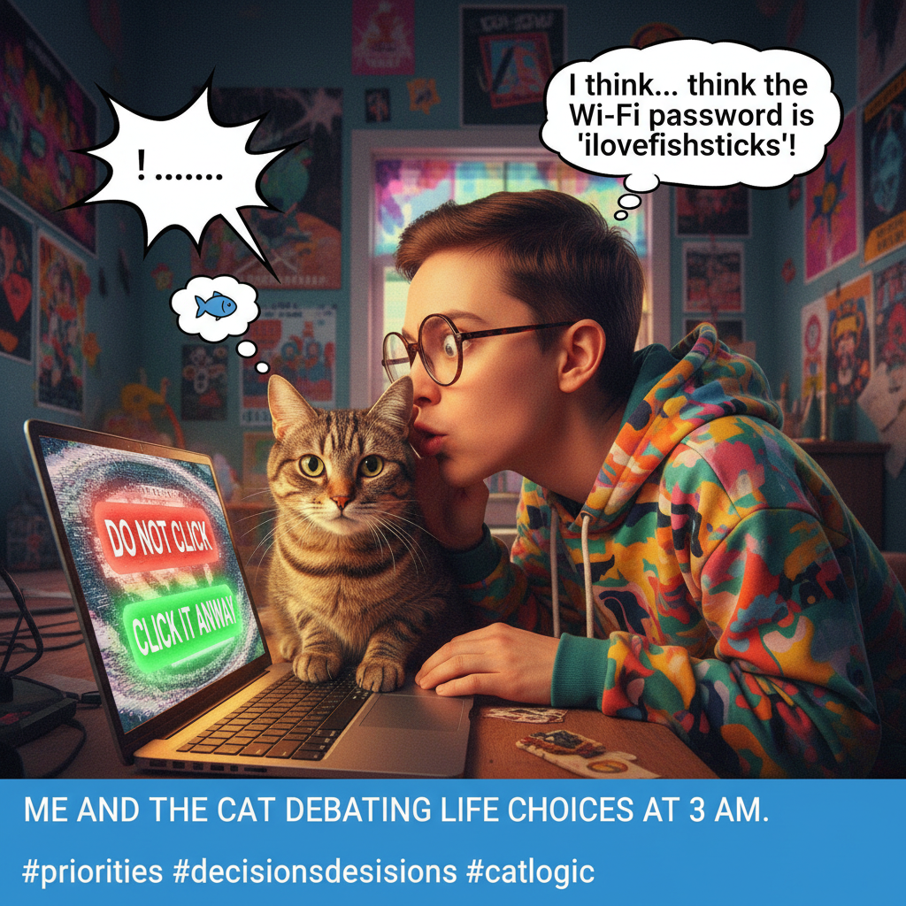 My coworkers think I'm on a call, but I'm just aggressively whispering to my cat about deadlines.