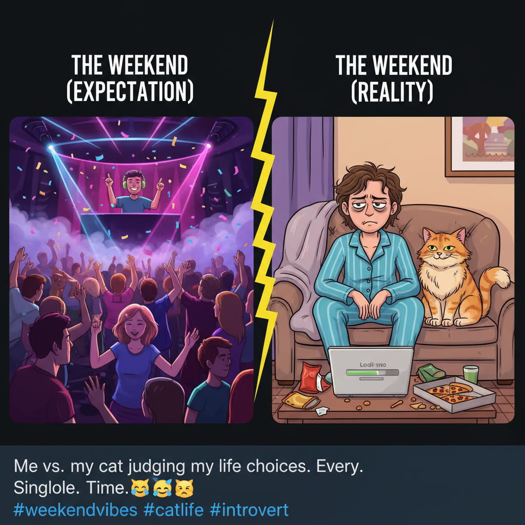 Friday night plans: clubbing. Friday night reality: arguing with my cat about bedtime.