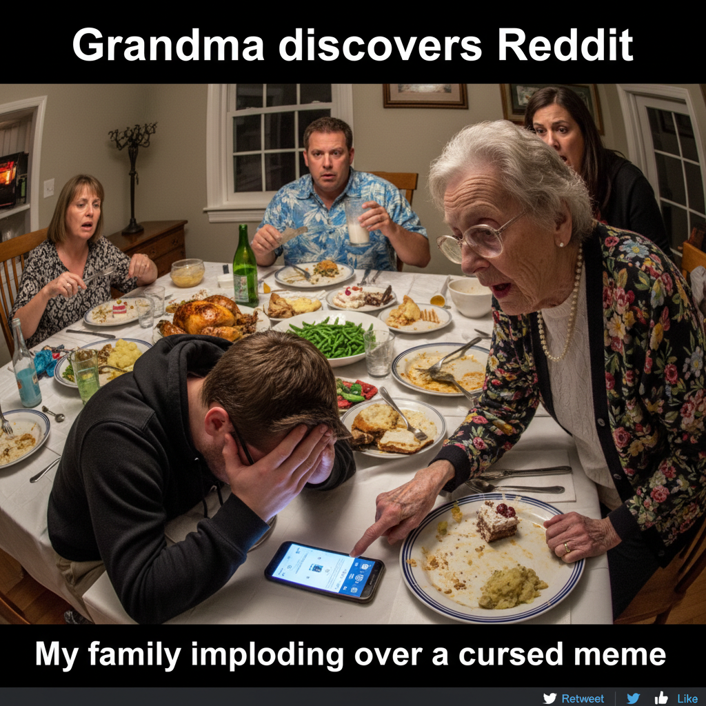 Grandma just asked if my 'internet friends' are coming to dinner. Send help.