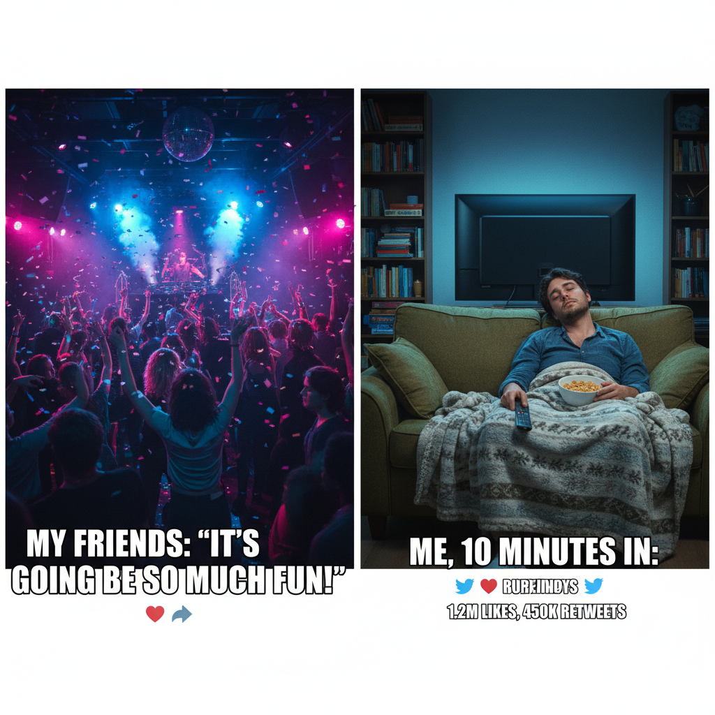 Friday night plans: Club. Friday night reality: Debating if I should get up for water.