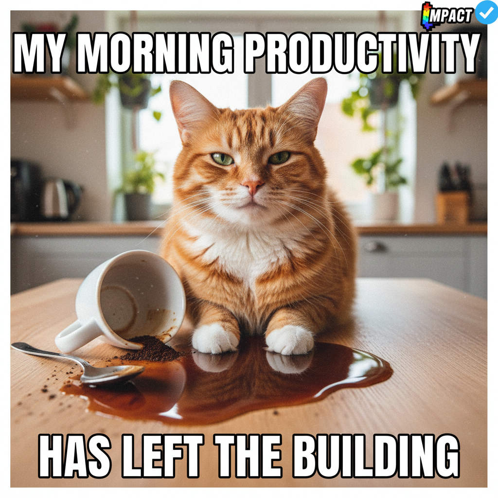 My cat just knocked over my coffee and then stared at me like *I* was the problem.